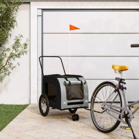 Pet Bike Trailer Black and Gray Oxford Fabric and Iron