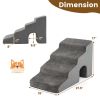 4-Tier High Density Foam Dog Ramps Extra Wide Pet Stairs with Non-slip Bottom