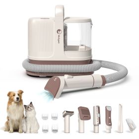 Dog Vacuum for Shedding Grooming, 6-In-1 Dog Grooming Kit & Vacuum Suction 99% Pet Hair - Lightweight Large Dust Box, Grooming Vacuum with 6 Tools for (Color: Cream + Cinnamon)