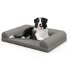 Egg-Foam Dog Crate Bed with 3-Side Bolster and Removable Washable Bed Cover