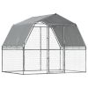 Dog Cages 2 pcs with Roof and Door Silver Galvanized Steel