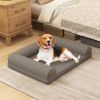 Egg-Foam Dog Crate Bed with 3-Side Bolster and Removable Washable Bed Cover